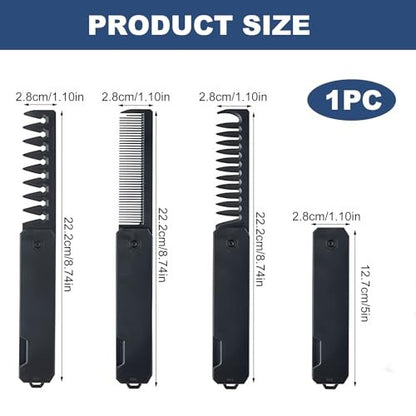 KAIOULU 3-in-1 Men's Portable Folding Hair Comb - Fine & Wide Tooth, Foldable Design for Travel, Daily Grooming