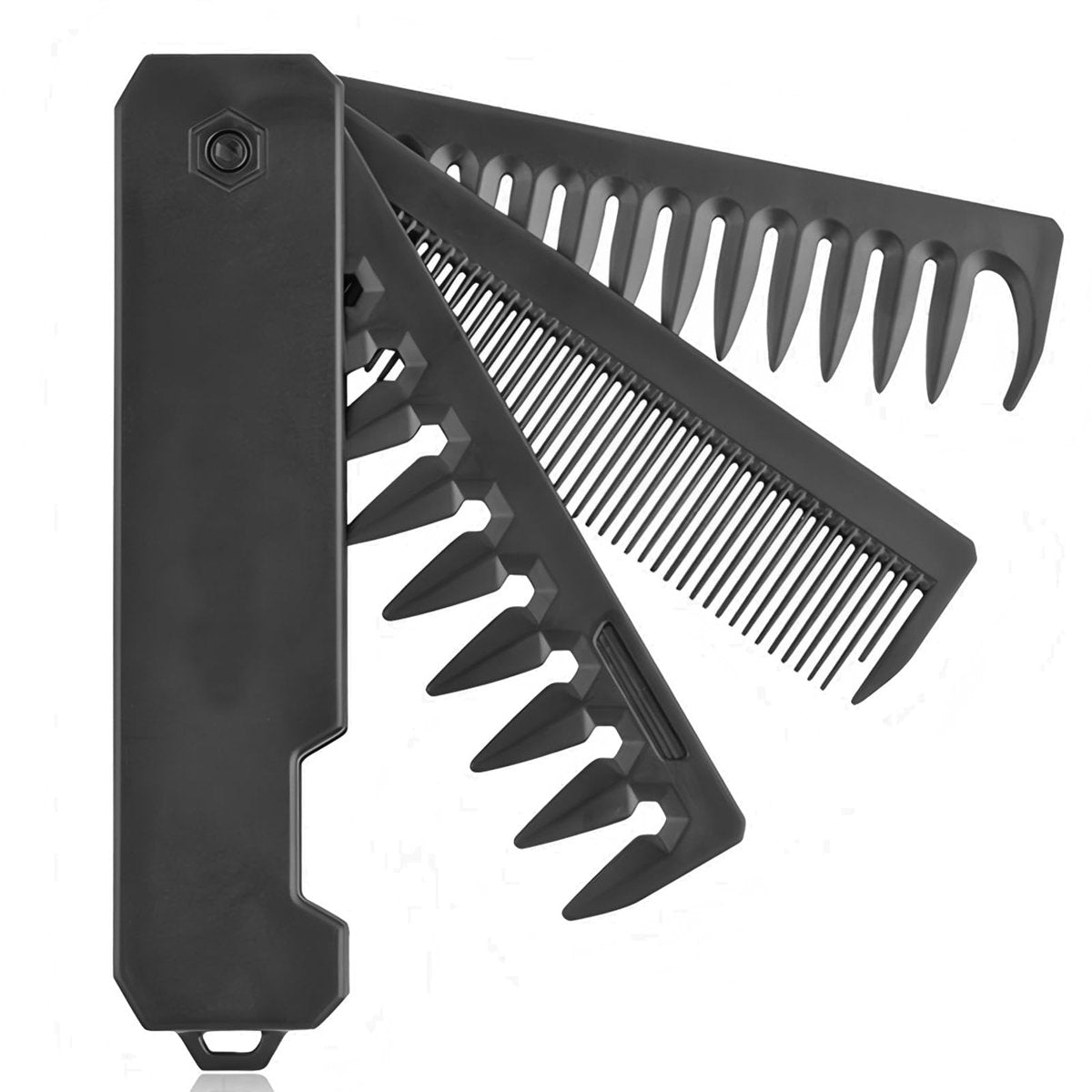 KAIOULU 3-in-1 Men's Portable Folding Hair Comb - Fine & Wide Tooth, Foldable Design for Travel, Daily Grooming - görsel 13