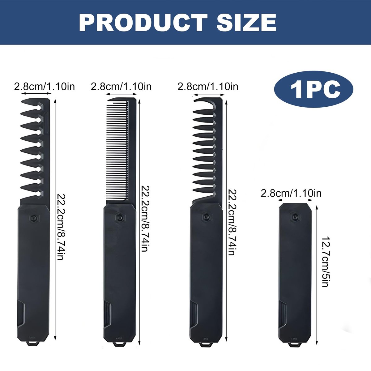 KAIOULU 3-in-1 Men's Portable Folding Hair Comb - Fine & Wide Tooth, Foldable Design for Travel, Daily Grooming - görsel 3