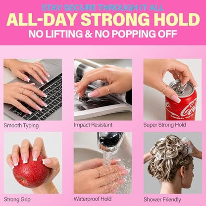 GELPARTY Super Strong Brush On Nail Glue for Press-On Nails & Tips – Quick Dry Clear Acrylic Nail Adhesive (8ml) – Long-Lasting, Easy Application