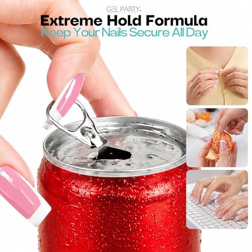 GELPARTY Super Strong Brush On Nail Glue for Press-On Nails & Tips – Quick Dry Clear Acrylic Nail Adhesive (8ml) – Long-Lasting, Easy Application - görsel 6