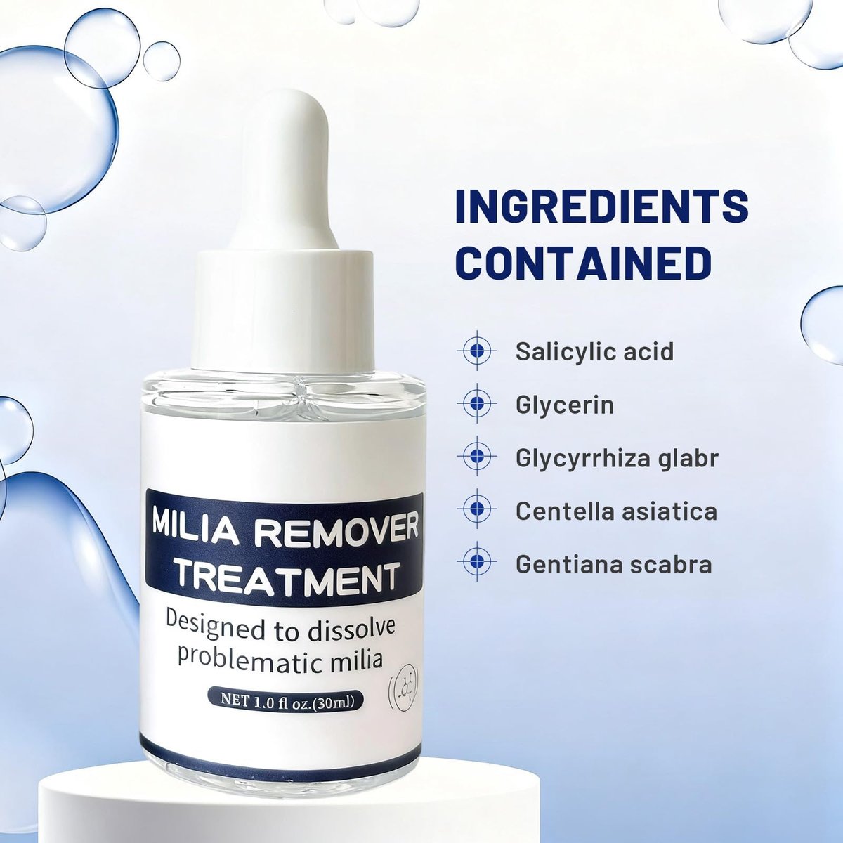 Milia Remover Treatment for Face & Eyes - Salicylic Acid Serum for Fat Granule Clearing, Acne Spot Treatment, Skin Smoothing Essence (1 Fl Oz) Avelisse