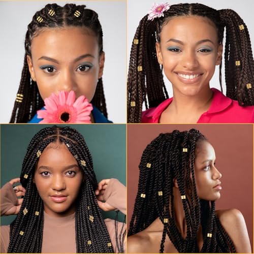 Ouligay 100 PCS Gold Hair Cuffs for Braids - Adjustable Metal Hair Clips for Dreadlocks, Loc Jewelry, 10 Styles - görsel 12