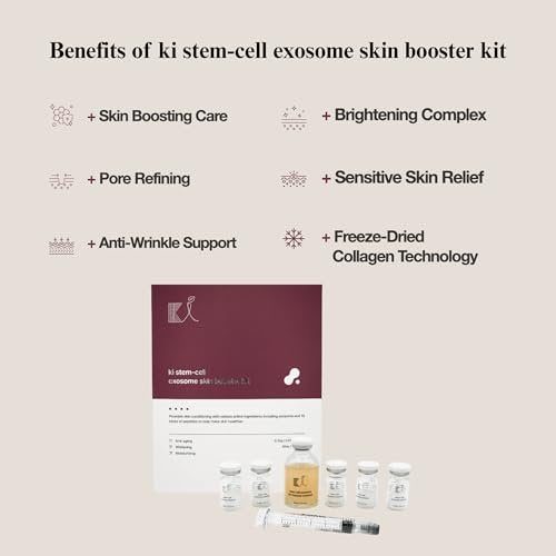 Stem-Cell Exosome Skin Booster Kit – PDRN, Peptide & Collagen Ampoule for Rejuvenation, Hydration & Anti-Aging | Korean Skincare 30ml (5 Vials + 1 Ampoule) Avelisse