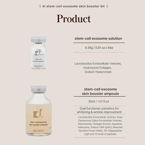 Stem-Cell Exosome Skin Booster Kit – PDRN, Peptide & Collagen Ampoule for Rejuvenation, Hydration & Anti-Aging | Korean Skincare 30ml (5 Vials + 1 Ampoule) Avelisse