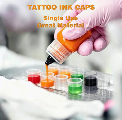 VryaSang 302pcs Tattoo Ink Caps Kit - 100 Small, 100 Medium, 100 Large Ink Cups + 2 Black Cup Holders for Permanent Makeup Container, Tattoo Accessory Supplies