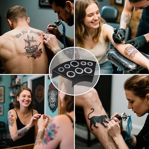 VryaSang 302pcs Tattoo Ink Caps Kit - 100 Small, 100 Medium, 100 Large Ink Cups + 2 Black Cup Holders for Permanent Makeup Container, Tattoo Accessory Supplies - görsel 16
