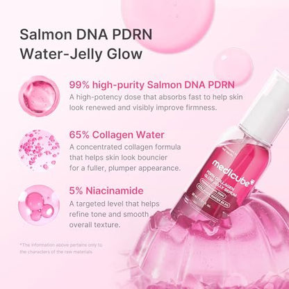medicube PDRN Pink Collagen Glow Jelly Serum – Lightweight Water-Jelly for Plump, Supple, Radiant Skin – with PDRN, Collagen & Niacinamide – Korean Skin Care, 1.01 fl.oz