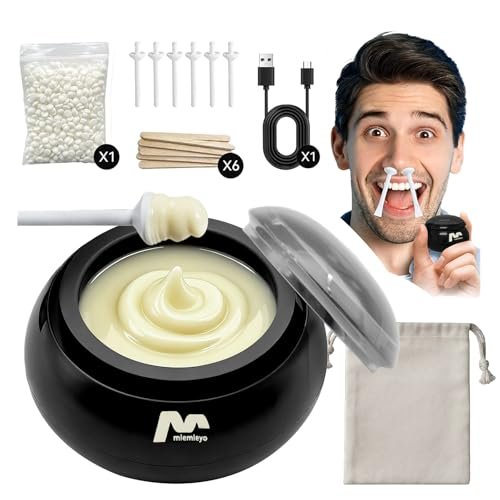 Nose Wax Kit for Men – Painless Nose & Ear Hair Removal with Smart Constant Temp, USB Fast Heat, Upgraded Capacity, Multi-Accessories Avelisse