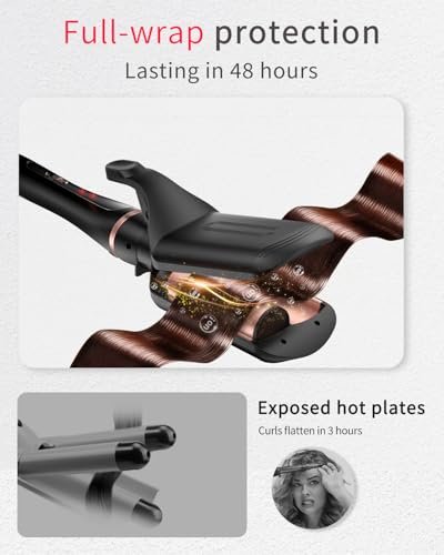 5 in 1 Curling Iron Set - Interchangeable Ceramic Barrels for Waves, Curls & Blowout, Fast Heating, Travel & Home Use (Black, 0.35"-1.25") Avelisse