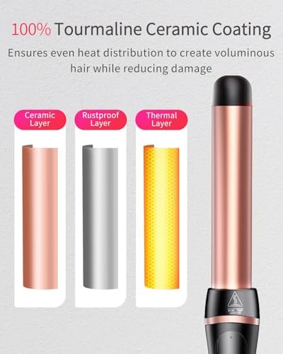 5 in 1 Curling Iron Set - Interchangeable Ceramic Barrels for Waves, Curls & Blowout, Fast Heating, Travel & Home Use (Black, 0.35"-1.25") Avelisse