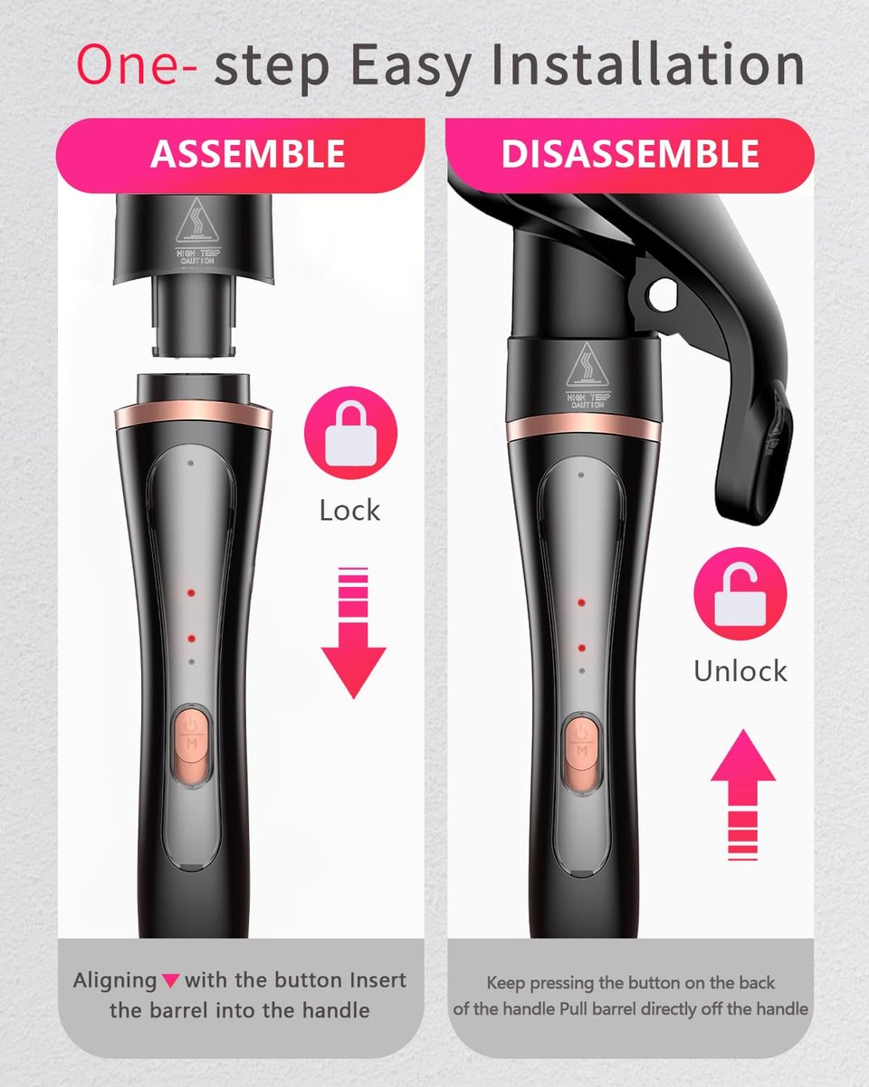 5 in 1 Curling Iron Set - Interchangeable Ceramic Barrels for Waves, Curls & Blowout, Fast Heating, Travel & Home Use (Black, 0.35"-1.25") Avelisse