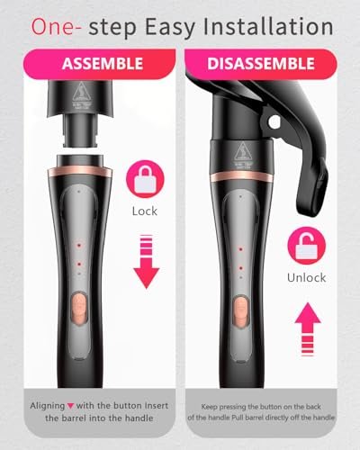 5 in 1 Curling Iron Set - Interchangeable Ceramic Barrels for Waves, Curls & Blowout, Fast Heating, Travel & Home Use (Black, 0.35"-1.25") Avelisse