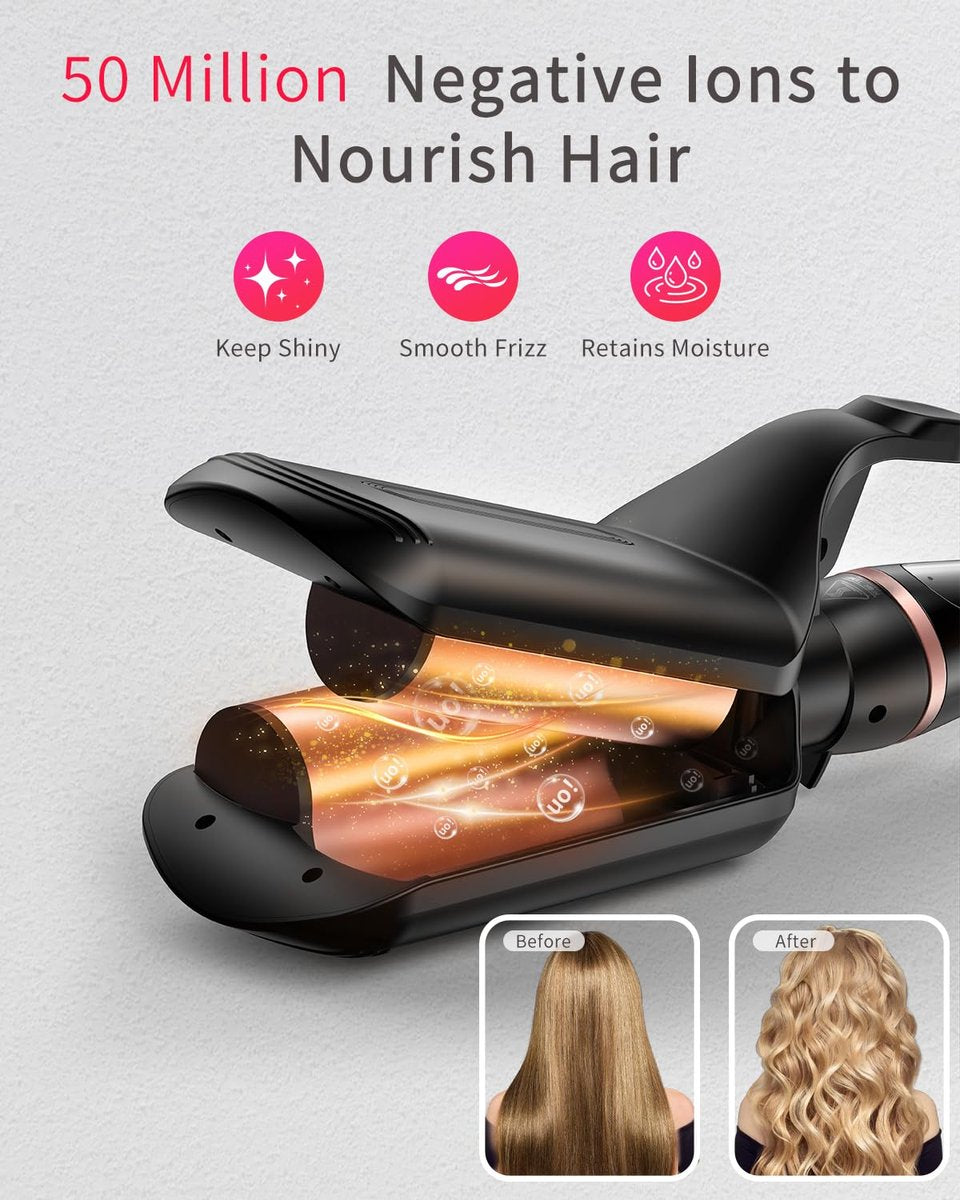 5 in 1 Curling Iron Set - Interchangeable Ceramic Barrels for Waves, Curls & Blowout, Fast Heating, Travel & Home Use (Black, 0.35"-1.25") Avelisse