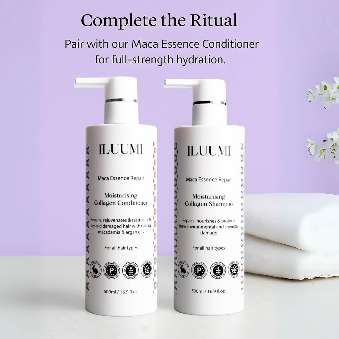 ILUUMI Maca Essence Repair Premium Hair Shampoo – Collagen Repair, Strengthens & Nourishes All Hair Types, Paraben-Free, Sulfate-Free, Colour-Safe, 16.9 fl oz - görsel 13