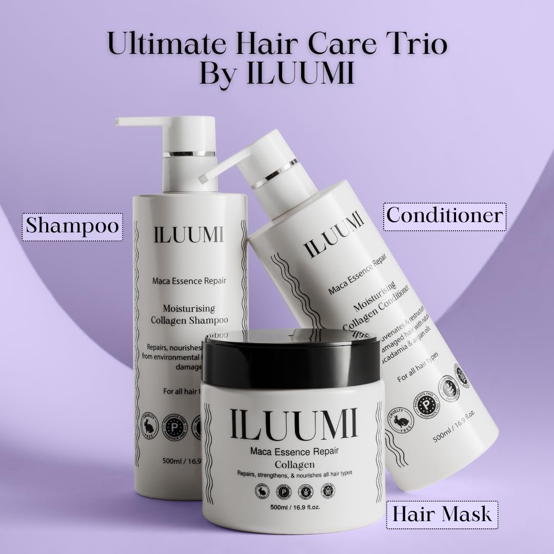 ILUUMI Maca Essence Repair Premium Hair Shampoo – Collagen Repair, Strengthens & Nourishes All Hair Types, Paraben-Free, Sulfate-Free, Colour-Safe, 16.9 fl oz - görsel 15