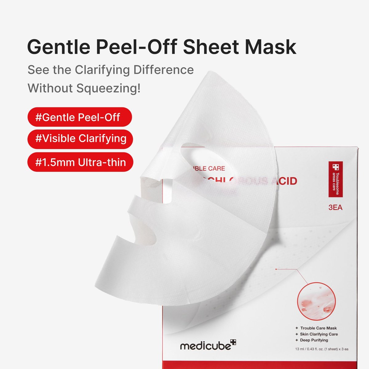 Medicube Hypochlorous Acid Peel Mask - 3 Pack Peel-Off Sheet Mask for Pores, Blackheads & Excess Sebum | Korean Skincare with Panthenol & Hyaluronic Acid - görsel 4