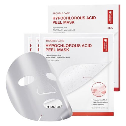 Medicube Hypochlorous Acid Peel Mask - 3 Pack Peel-Off Sheet Mask for Pores, Blackheads & Excess Sebum | Korean Skincare with Panthenol & Hyaluronic Acid