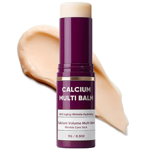 Cemenrete Calcium Multi Balm - Wrinkle Core Stick with Korean Collagen & Vitamin E for Anti-Aging, Sagging, Wrinkles - Lip, Eye, Neck Moisturizing Stick (1 Stick, 9g)