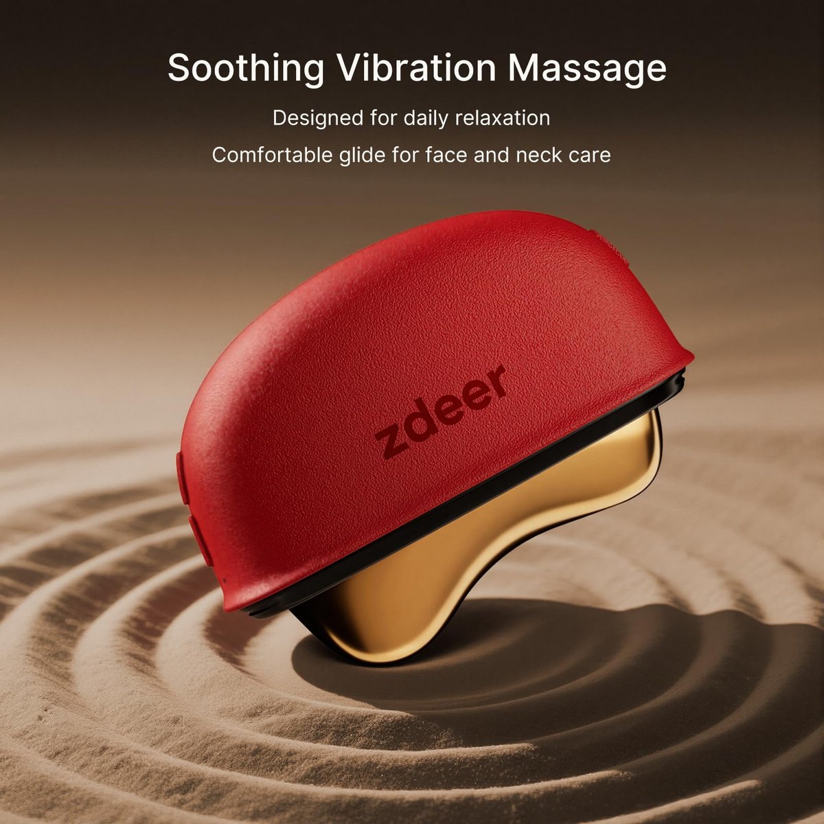 ZDEER LED Red Light Therapy for Face & Neck Massager Facial Care Device – Electric Gua Sha Brass Tool with Heat & Vibration for Firming, Sculpting & Skincare, Red Avelisse
