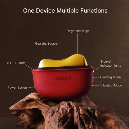 ZDEER LED Red Light Therapy for Face & Neck Massager Facial Care Device – Electric Gua Sha Brass Tool with Heat & Vibration for Firming, Sculpting & Skincare, Red Avelisse