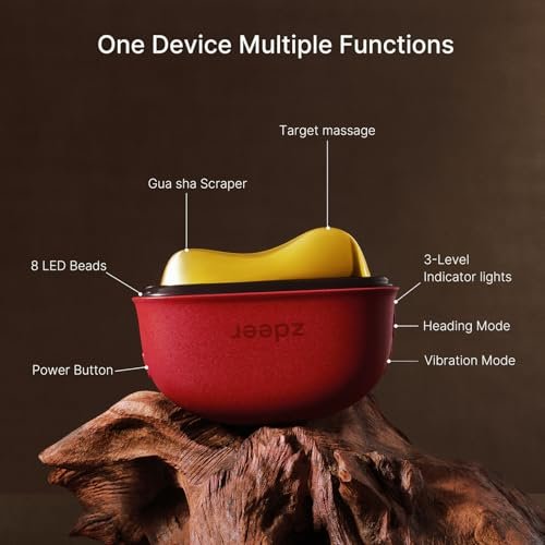 ZDEER LED Red Light Therapy for Face & Neck Massager - Electric Gua Sha Brass Tool with Heat & Vibration for Firming, Sculpting & Skincare, Pink Avelisse