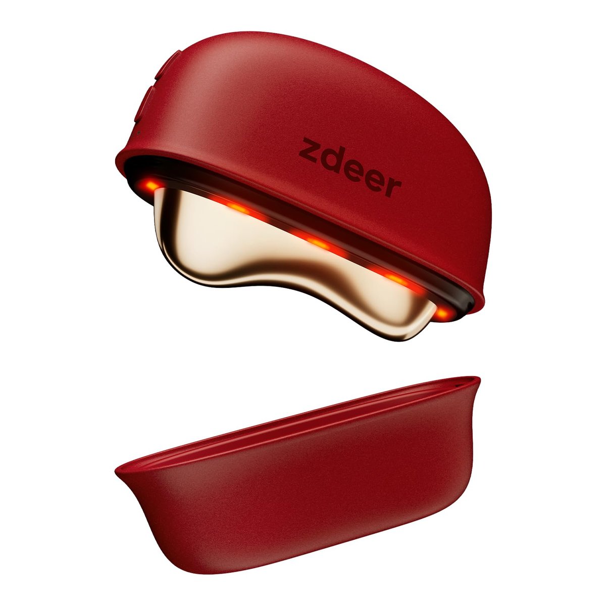 ZDEER LED Red Light Therapy for Face & Neck Massager Facial Care Device – Electric Gua Sha Brass Tool with Heat & Vibration for Firming, Sculpting & Skincare, Red Avelisse