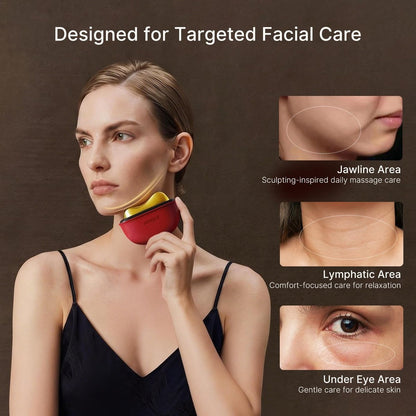 ZDEER LED Red Light Therapy for Face & Neck Massager Facial Care Device – Electric Gua Sha Brass Tool with Heat & Vibration for Firming, Sculpting & Skincare, Red Avelisse