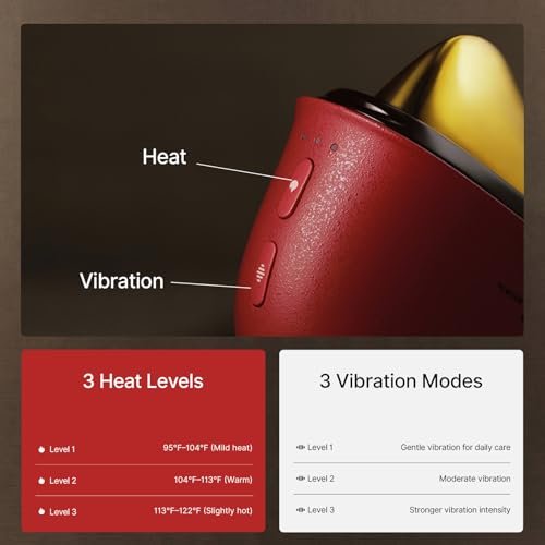 ZDEER LED Red Light Therapy for Face & Neck Massager Facial Care Device – Electric Gua Sha Brass Tool with Heat & Vibration for Firming, Sculpting & Skincare, Red Avelisse