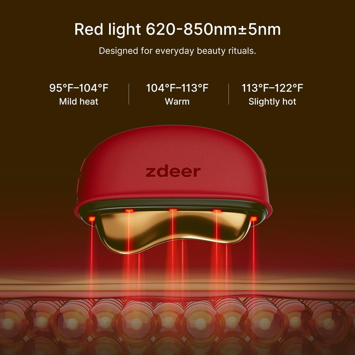 ZDEER LED Red Light Therapy for Face & Neck Massager Facial Care Device – Electric Gua Sha Brass Tool with Heat & Vibration for Firming, Sculpting & Skincare, Red Avelisse