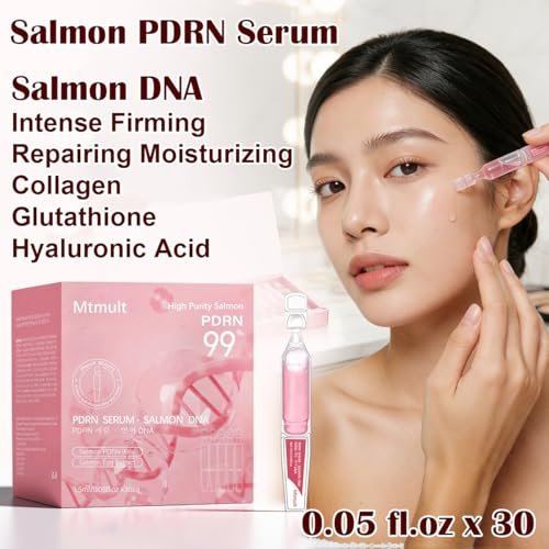 Mtmult Salmon DNA PDRN Serum - Anti-Aging Ampoule with 99% Salmon DNA PDRN, Collagen & Hyaluronic Acid, 0.05 fl.oz x 30 Pack, Firming & Moisturizing Avelisse