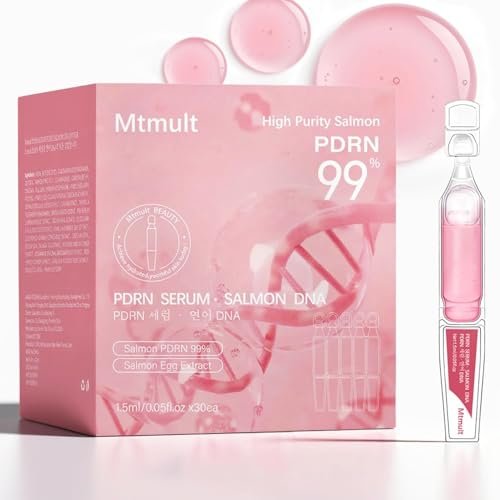 Mtmult Salmon DNA PDRN Serum - Anti-Aging Ampoule with 99% Salmon DNA PDRN, Collagen & Hyaluronic Acid, 0.05 fl.oz x 30 Pack, Firming & Moisturizing Avelisse