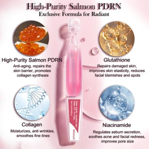 Mtmult Salmon DNA PDRN Serum - Anti-Aging Ampoule with 99% Salmon DNA PDRN, Collagen & Hyaluronic Acid, 0.05 fl.oz x 30 Pack, Firming & Moisturizing Avelisse
