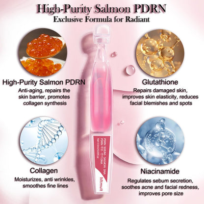 Mtmult Salmon DNA PDRN Serum - Anti-Aging Ampoule with 99% Salmon DNA PDRN, Collagen & Hyaluronic Acid, 0.05 fl.oz x 30 Pack, Firming & Moisturizing Avelisse