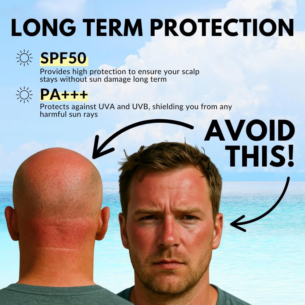 Daily Scalp Sunscreen SPF 50+ Fragrance Free - Matte Finish, No Grease, Vegan Face & Scalp Sunscreen for Men by The Bald Brothers Avelisse