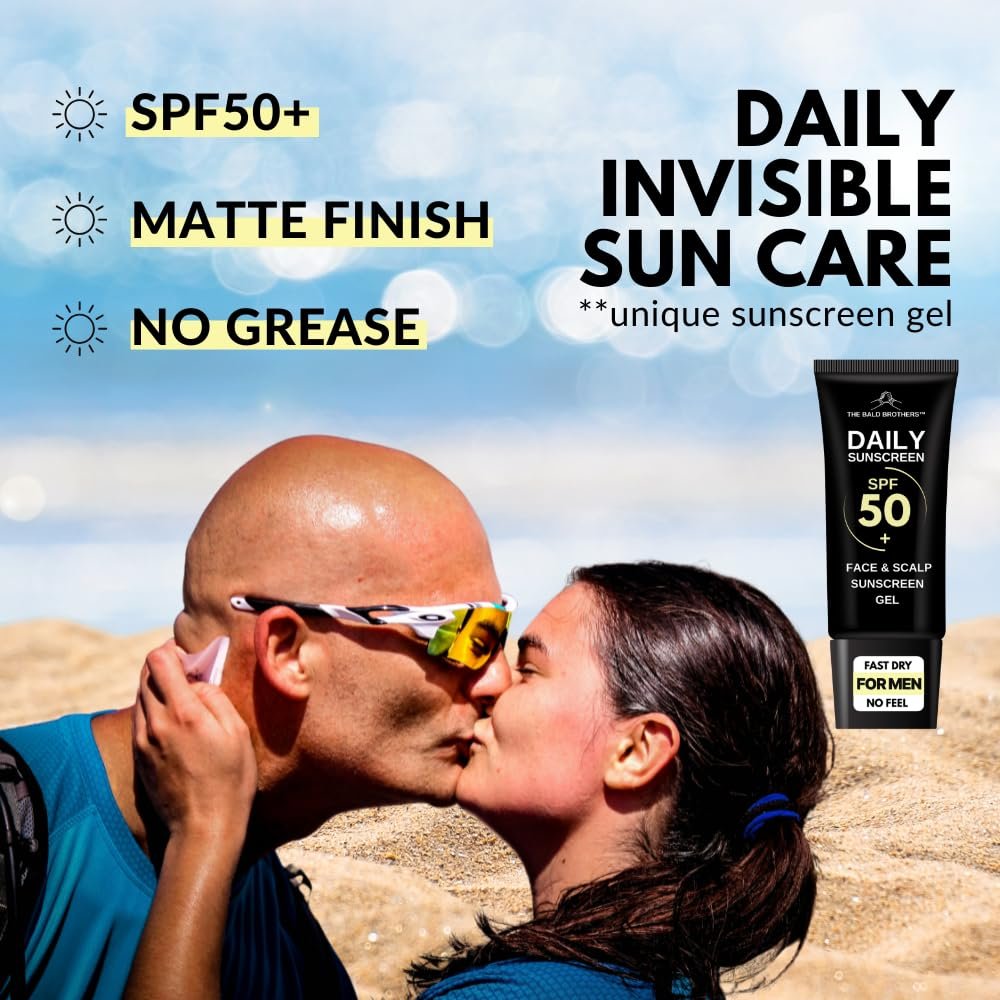 Daily Scalp Sunscreen SPF 50+ Fragrance Free - Matte Finish, No Grease, Vegan Face & Scalp Sunscreen for Men by The Bald Brothers Avelisse