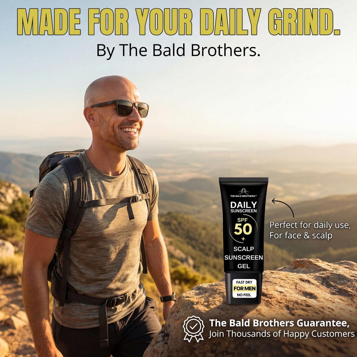 Daily Scalp Sunscreen SPF 50+ Fragrance Free - Matte Finish, No Grease, Vegan Face & Scalp Sunscreen for Men by The Bald Brothers Avelisse