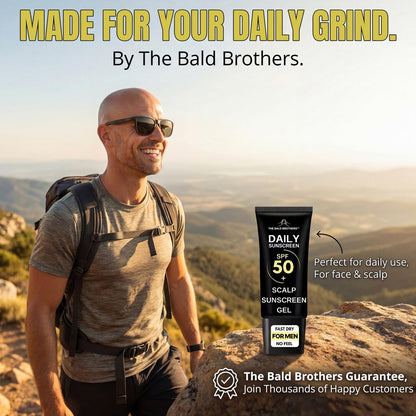 Daily Scalp Sunscreen SPF 50+ Fragrance Free - Matte Finish, No Grease, Vegan Face & Scalp Sunscreen for Men by The Bald Brothers Avelisse
