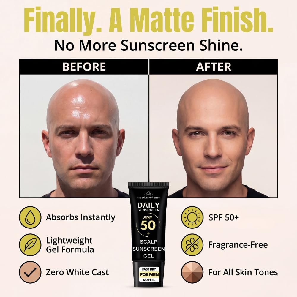 Daily Scalp Sunscreen SPF 50+ Fragrance Free - Matte Finish, No Grease, Vegan Face & Scalp Sunscreen for Men by The Bald Brothers Avelisse