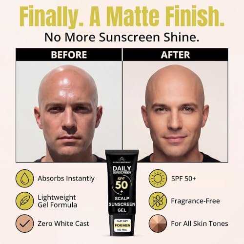 Daily Scalp Sunscreen SPF 50+ Fragrance Free - Matte Finish, No Grease, Vegan Face & Scalp Sunscreen for Men by The Bald Brothers Avelisse
