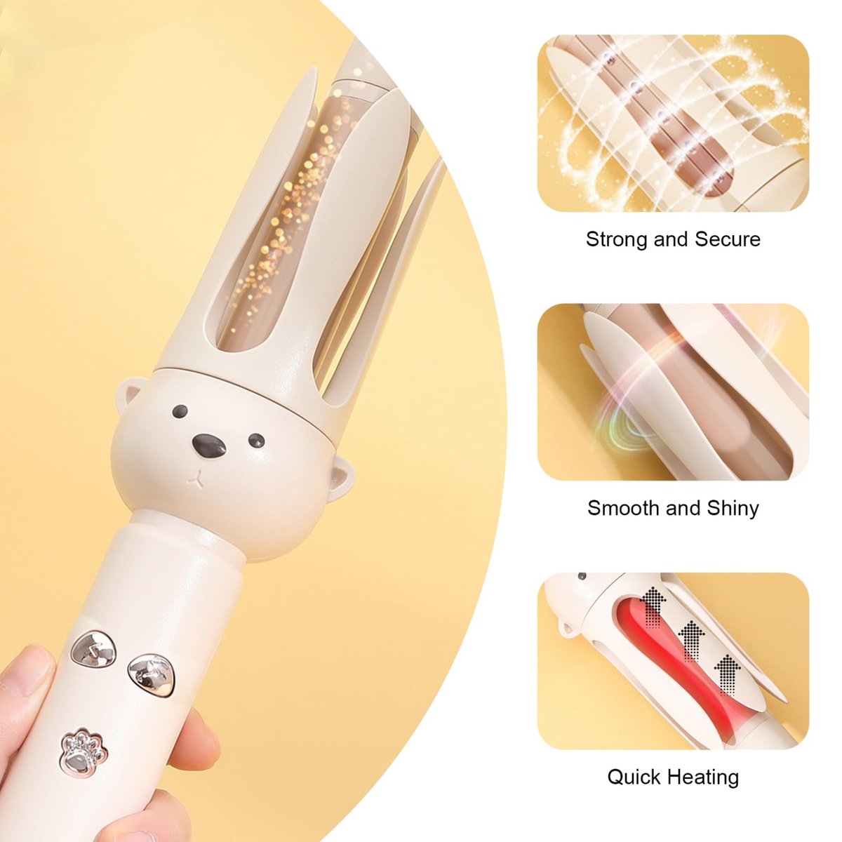 Automatic Curling Iron Negative Ion Rotating Curling Iron with Timer & 3 Levels Temp 1.1" Heat Resistant Long Hair Curler for Women - görsel 5