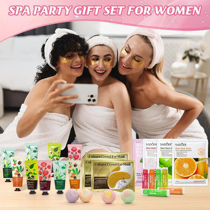 128 PCS Spa Party Supplies for Women - Complete Spa Kit with Lip Balm, Facial Masks, Hand Cream, Under Eye Patches, Foot Bath Bombs - Ideal for Gift Giving, Sleepover Party Supplies for Girls Valentine Avelisse