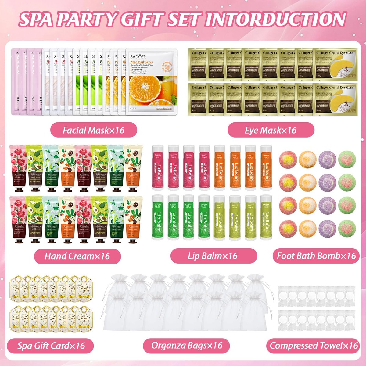 128 PCS Spa Party Supplies for Women - Complete Spa Kit with Lip Balm, Facial Masks, Hand Cream, Under Eye Patches, Foot Bath Bombs - Ideal for Gift Giving, Sleepover Party Supplies for Girls Valentine Avelisse