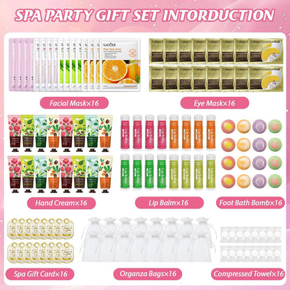 128 PCS Spa Party Supplies for Women - Complete Spa Kit with Lip Balm, Facial Masks, Hand Cream, Under Eye Patches, Foot Bath Bombs - Ideal for Gift Giving, Sleepover Party Supplies for Girls Valentine Avelisse