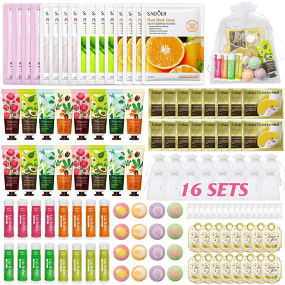 128 PCS Spa Party Supplies for Women - Complete Spa Kit with Lip Balm, Facial Masks, Hand Cream, Under Eye Patches, Foot Bath Bombs - Ideal for Gift Giving, Sleepover Party Supplies for Girls Valentine Avelisse