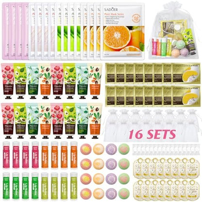 128 PCS Spa Party Supplies for Women - Complete Spa Kit with Lip Balm, Facial Masks, Hand Cream, Under Eye Patches, Foot Bath Bombs - Ideal for Gift Giving, Sleepover Party Supplies for Girls Valentine Avelisse