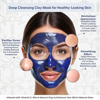 Argaviva Nila & Vitamin C Brightening Facial Mask - Pore Refining Clay Mask with Honey & White Clay for Even Tone & Glow, 3.5 oz Avelisse