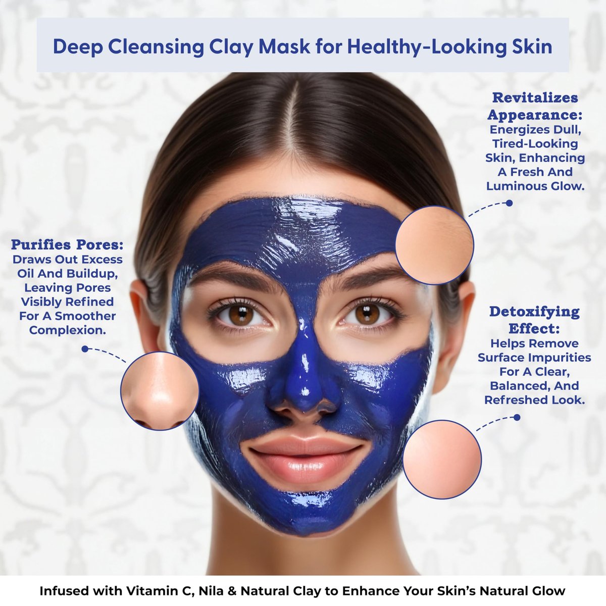 Argaviva Nila & Vitamin C Brightening Facial Mask - Pore Refining Clay Mask with Honey & White Clay for Even Tone & Glow, 3.5 oz Avelisse