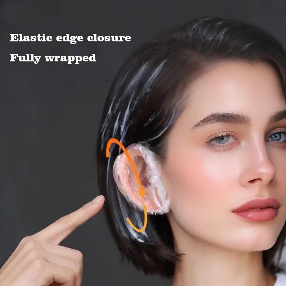 400 Pack Disposable Waterproof Ear Covers - Clear Plastic Little Shower Caps for Hair Dye, Shower, Swimming, Salon, Bathing, Travel, Daily Use - görsel 2