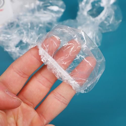 400 Pack Disposable Waterproof Ear Covers - Clear Plastic Little Shower Caps for Hair Dye, Shower, Swimming, Salon, Bathing, Travel, Daily Use - görsel 9